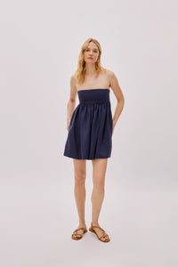 Mykonos Navy Linen Strapless Dress Regular 8 (M) Navy