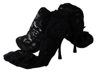 Dolce & Gabbana Black Taormina Lace Socks Boots Shoes Women's Pumps