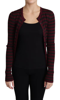 Dolce & Gabbana Black Red Striped Viscose Cardigan Women's Sweater