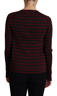 Dolce & Gabbana Black Red Striped Viscose Cardigan Women's Sweater