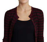 Dolce & Gabbana Black Red Striped Viscose Cardigan Women's Sweater
