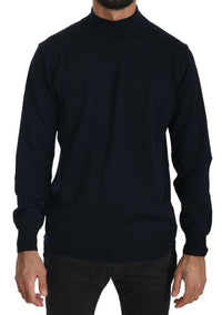 MILA SCHÖN Dark Blue Crewneck Pullover 100% Wool Men's Sweater