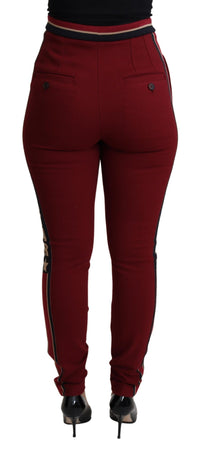 Dolce & Gabbana Red DG Star Striped Skinny Cotton Women's Pant