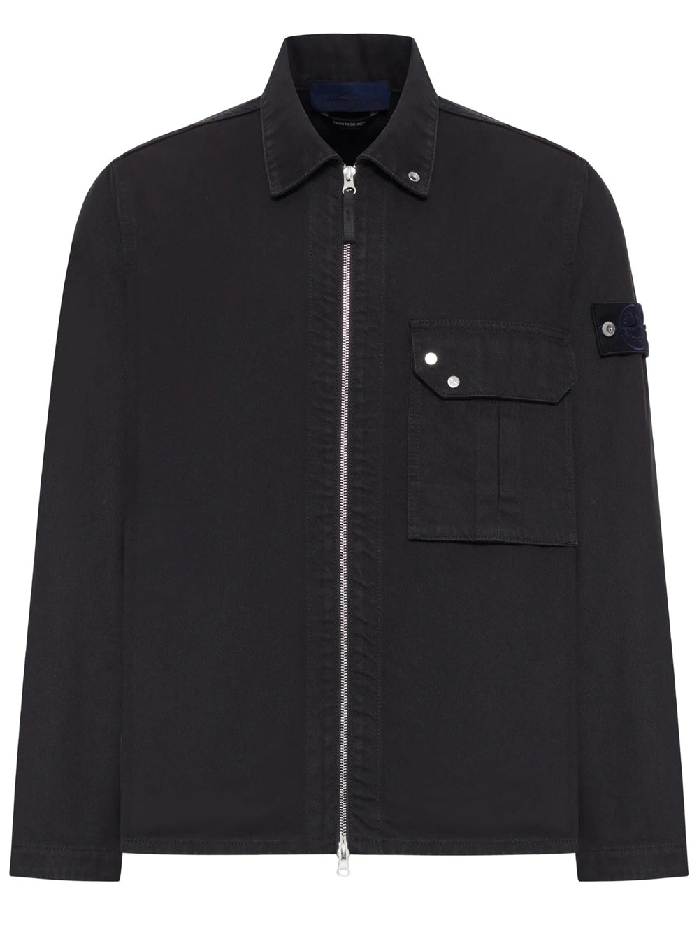 Stone Island Men Denim Collection: Overshirt Comfort Con Zip