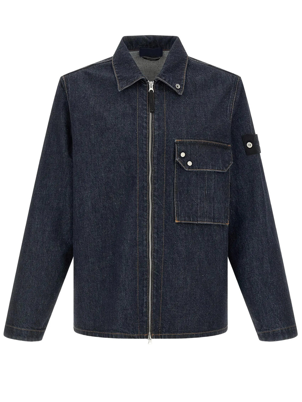 Stone Island Men Denim Collection: Overshirt Comfort Con Zip