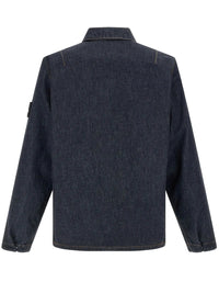 Stone Island Men Denim Collection: Overshirt Comfort Con Zip