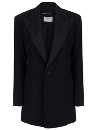 SAINT LAURENT PARIS Giacca Smoking Monopetto In Grain De Poudre Women