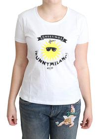 Moschino White Cotton Sunny Milano Print Women's T-shirt