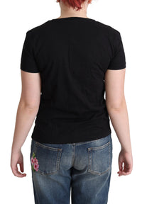 Moschino Black Printed Cotton Short Sleeves Women's T-shirt