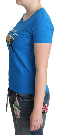 Moschino Blue Cotton Come Play 4 Us Print Women's T-shirt