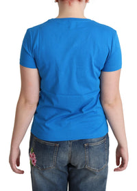 Moschino Blue Cotton Come Play 4 Us Print Women's T-shirt