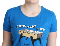 Moschino Blue Cotton Come Play 4 Us Print Women's T-shirt