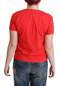 Moschino Red Cotton Swim Graphic Triangle Print Women's T-shirt