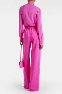Valentino Garavani Valentino Elastic Waist Silk Wide-Leg Pants In Pink