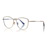 Tom Ford Eyeglasses Cat Eye Full Rim, Shiny Black Frame and Clear Blue Light Block Lens TF5667-B001