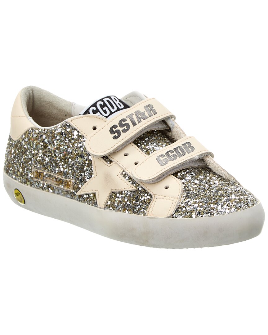 Golden Goose Old School Glitter & Leather Sneaker Silver Little Kid 1.5