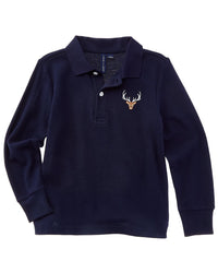 Janie and Jack Janie And Jack Embroidered Deer Pique Polo Shirt