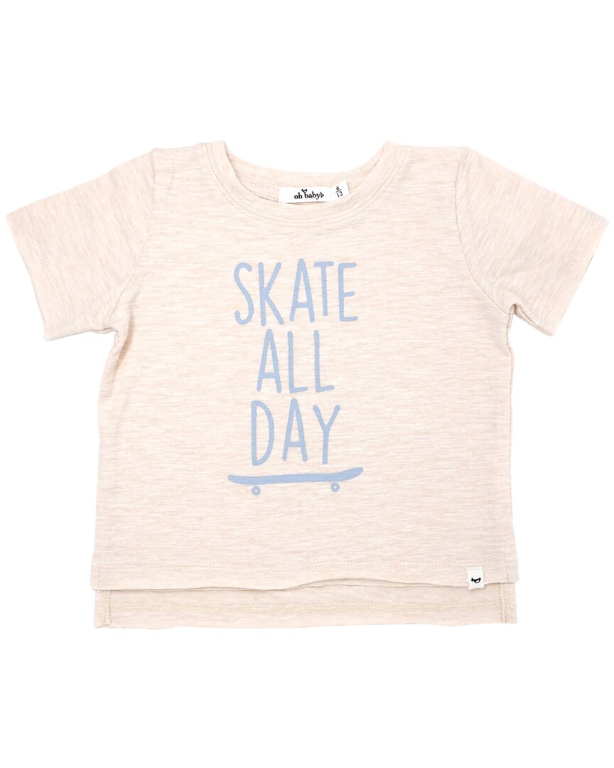 Oh Baby! Skate All Day Print Raw Edge T-Shirt