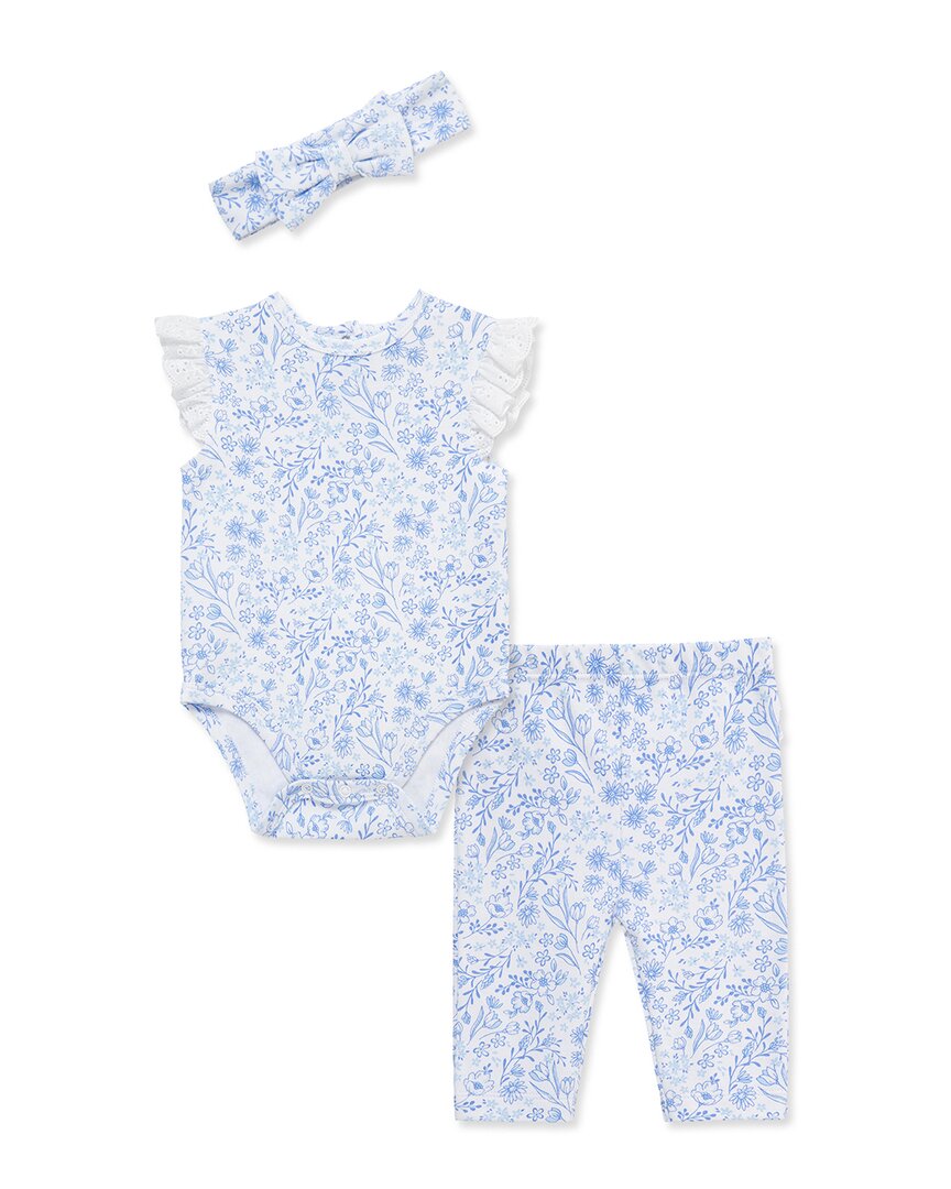 Little Me Floral Eyelet Bodysuit Pant Headband