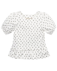 Hope & Henry Bubble Sleeve Peplum Knit Top