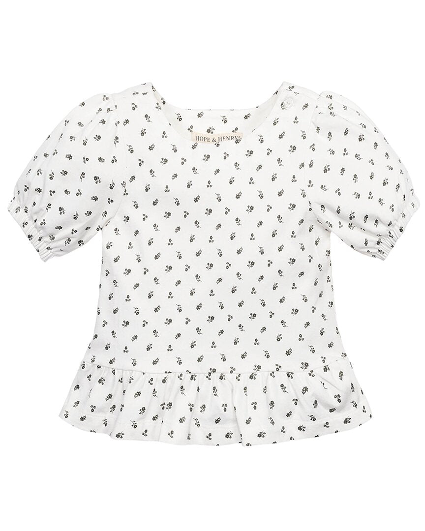 Hope & Henry Bubble Sleeve Peplum Knit Top
