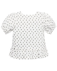 Hope & Henry Bubble Sleeve Peplum Knit Top