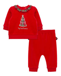 Little Me Plaid Tree Pant Set