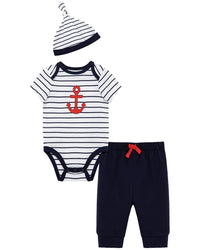 Little Me Anchor Bodysuit Set Hat
