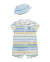 Little Me Wide Striped Romper Hat