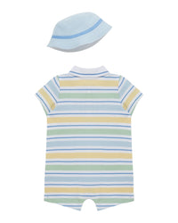 Little Me Wide Striped Romper Hat