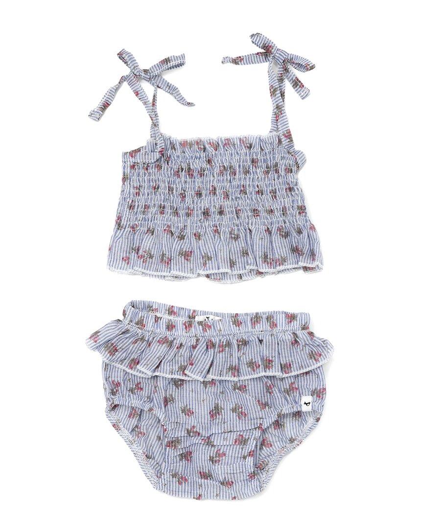 Oh Baby! Stripe With Roses Woven Sunsuit Set
