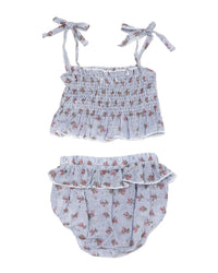 Oh Baby! Stripe With Roses Woven Sunsuit Set