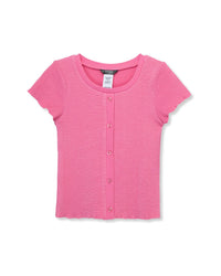 Truce Textured Button Front Top