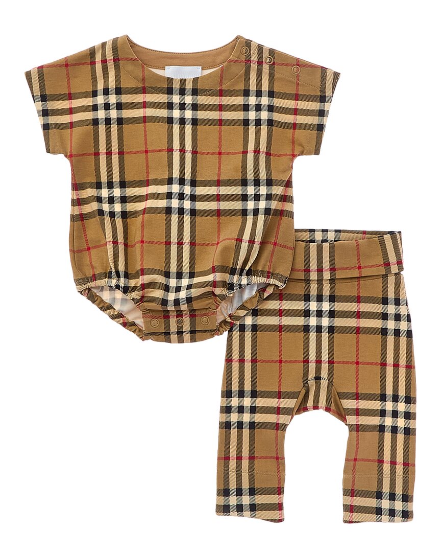 Burberry 2Pc Bodysuit & Pant Set Beige 3 - 6 M