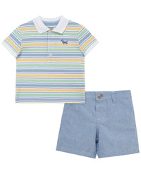 Little Me Puppy Polo Short Set