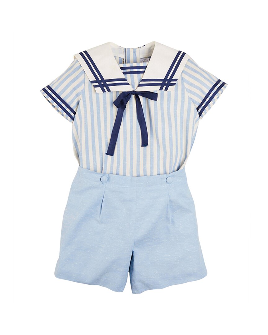 Pepa London Pepa London 2Pc Striped Mariner Collar Linen Top & Trouser Set