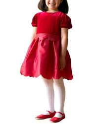 Rachel Riley Rachel Riley Red Taffeta Scalloped Dress