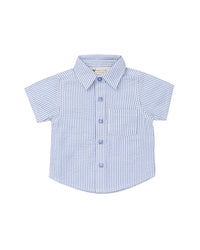 Monica + Andy Short Sleeve Oxford Shirt Blue