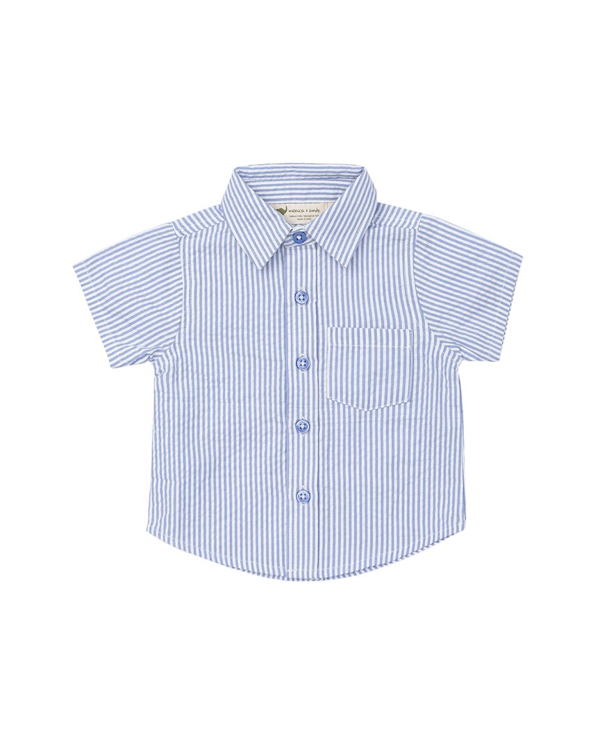 Monica + Andy Short Sleeve Oxford Shirt Blue
