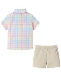 Andy & Evan 4Pc Plaid Suspender Set