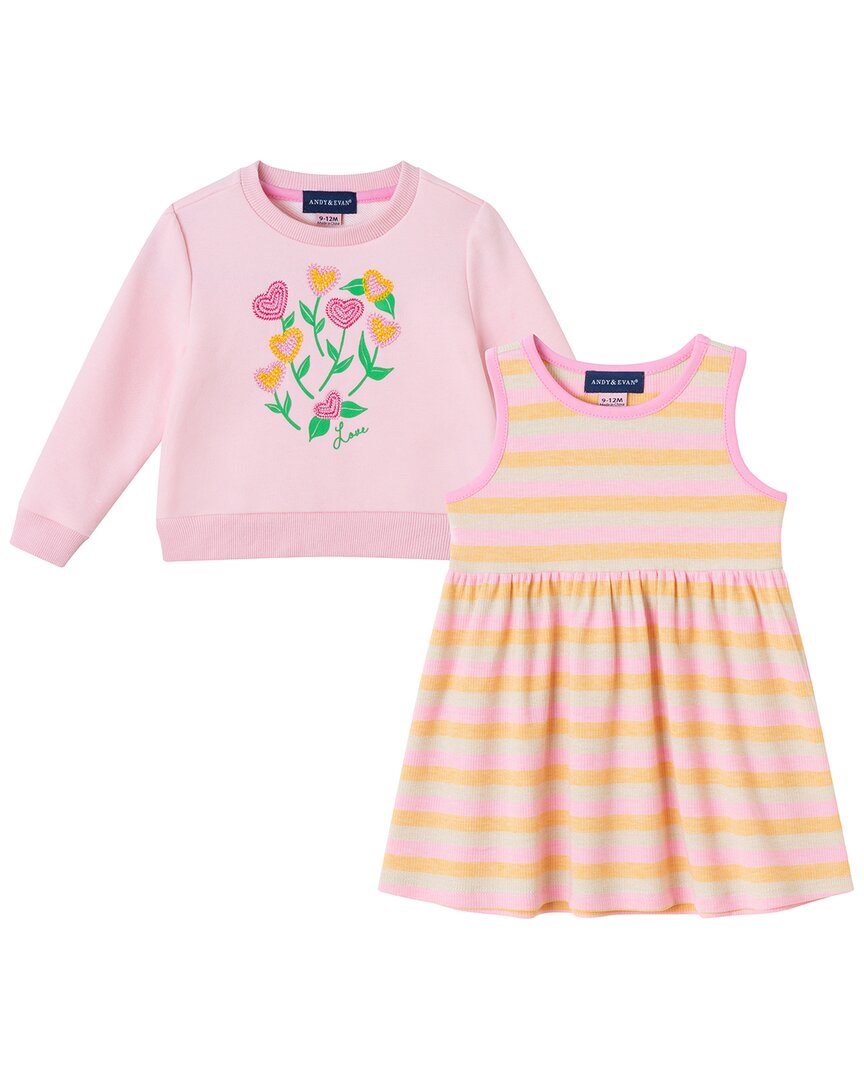 Andy & Evan Floral Crochet Sweatshirt & Dress Set