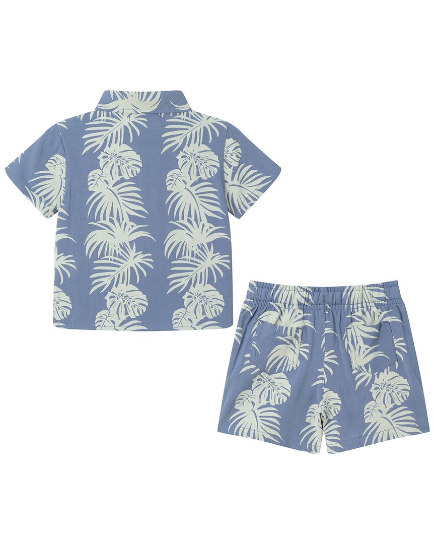 Andy & Evan 2Pc Stripe Palm Button-Down Short Set