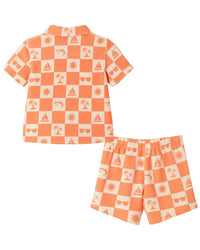 Andy & Evan 2Pc Printed Check Textured Short Set