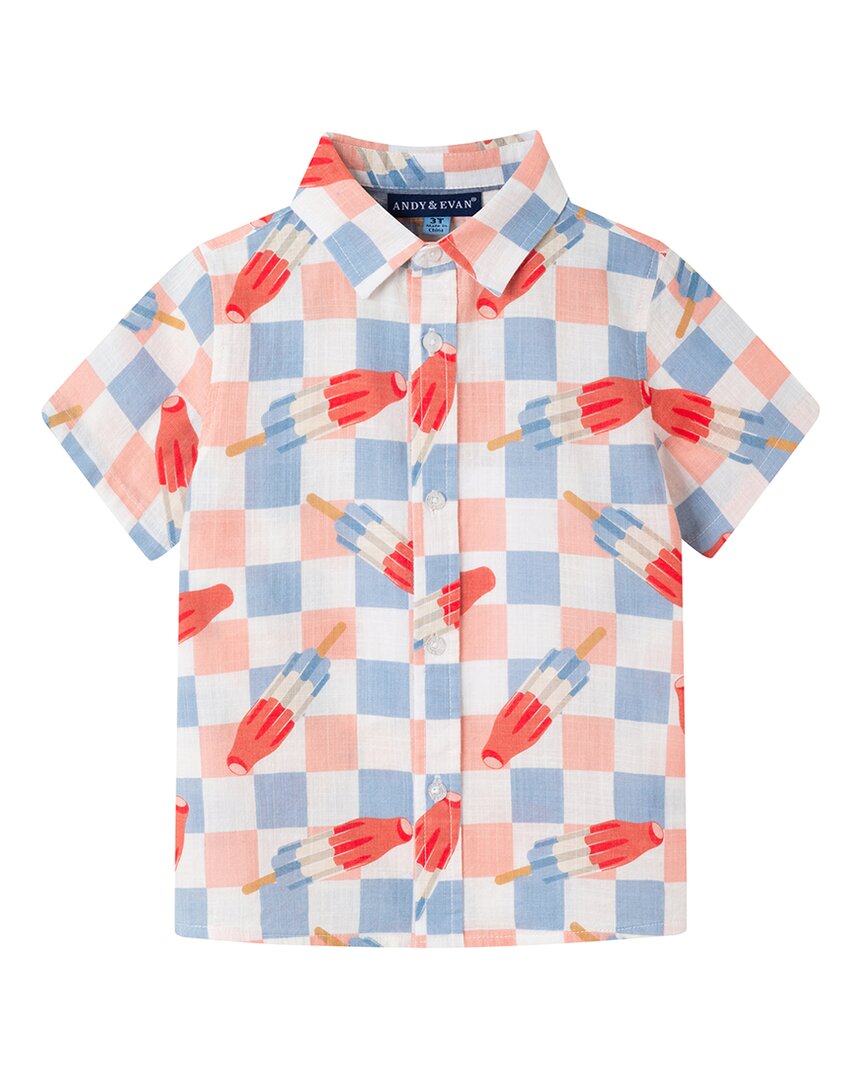 Andy & Evan Crosshatch Checkered Pop Button-Down Shirt