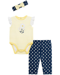 Little Me Daisy Bodysuit Pant Headband