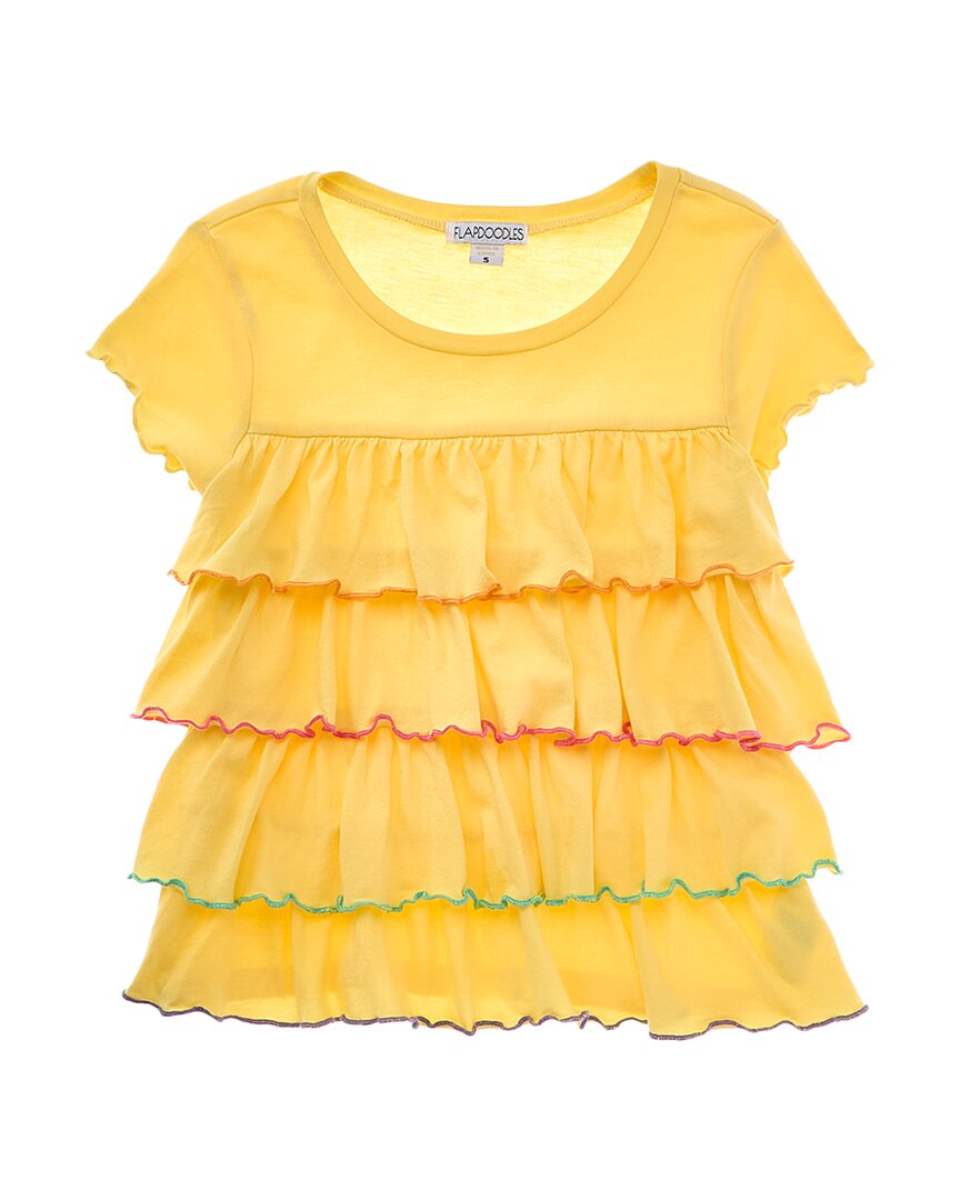 Flapdoodles Tiered Ruffle Top Black