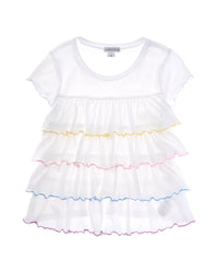 Flapdoodles Tiered Ruffle Top White