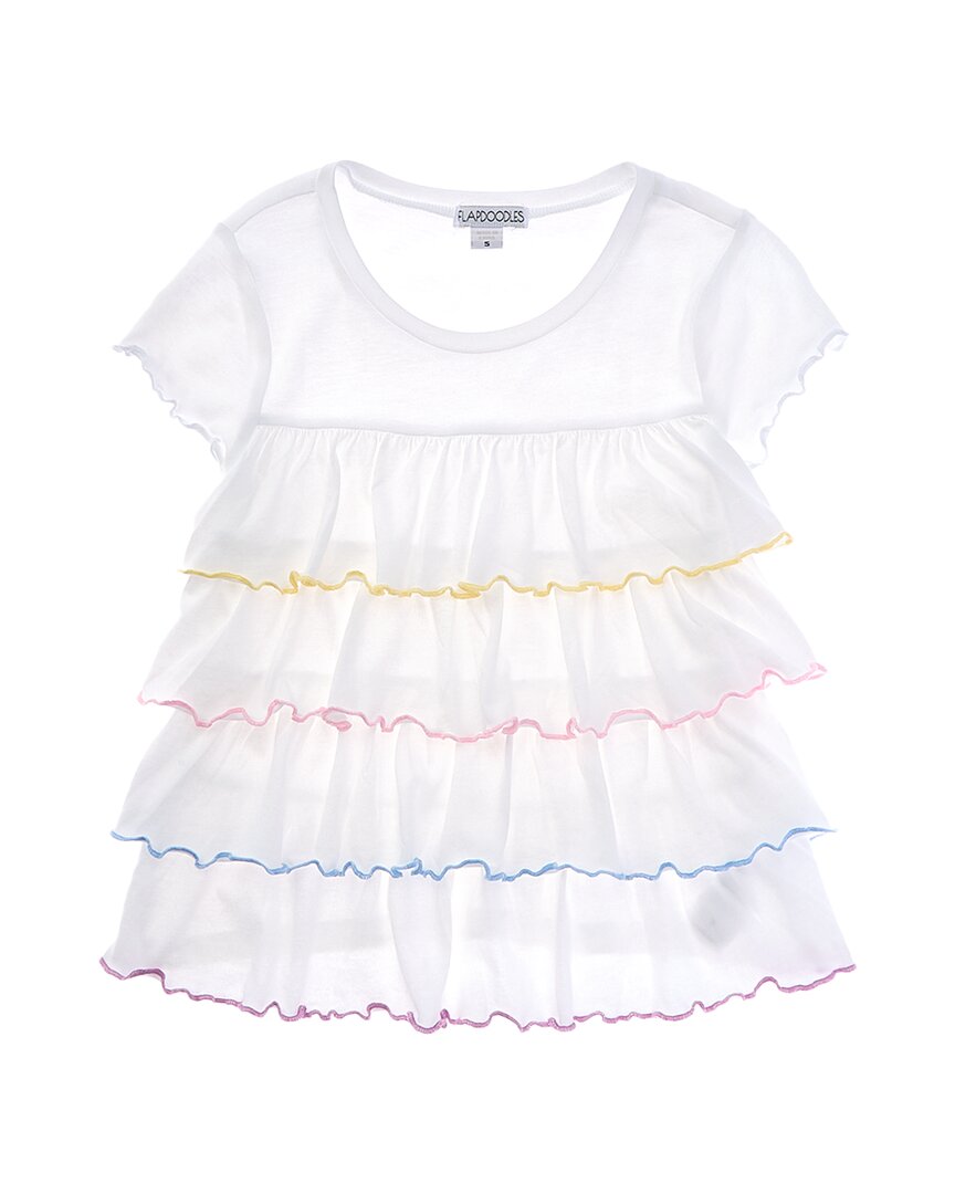 Flapdoodles Tiered Ruffle Top White