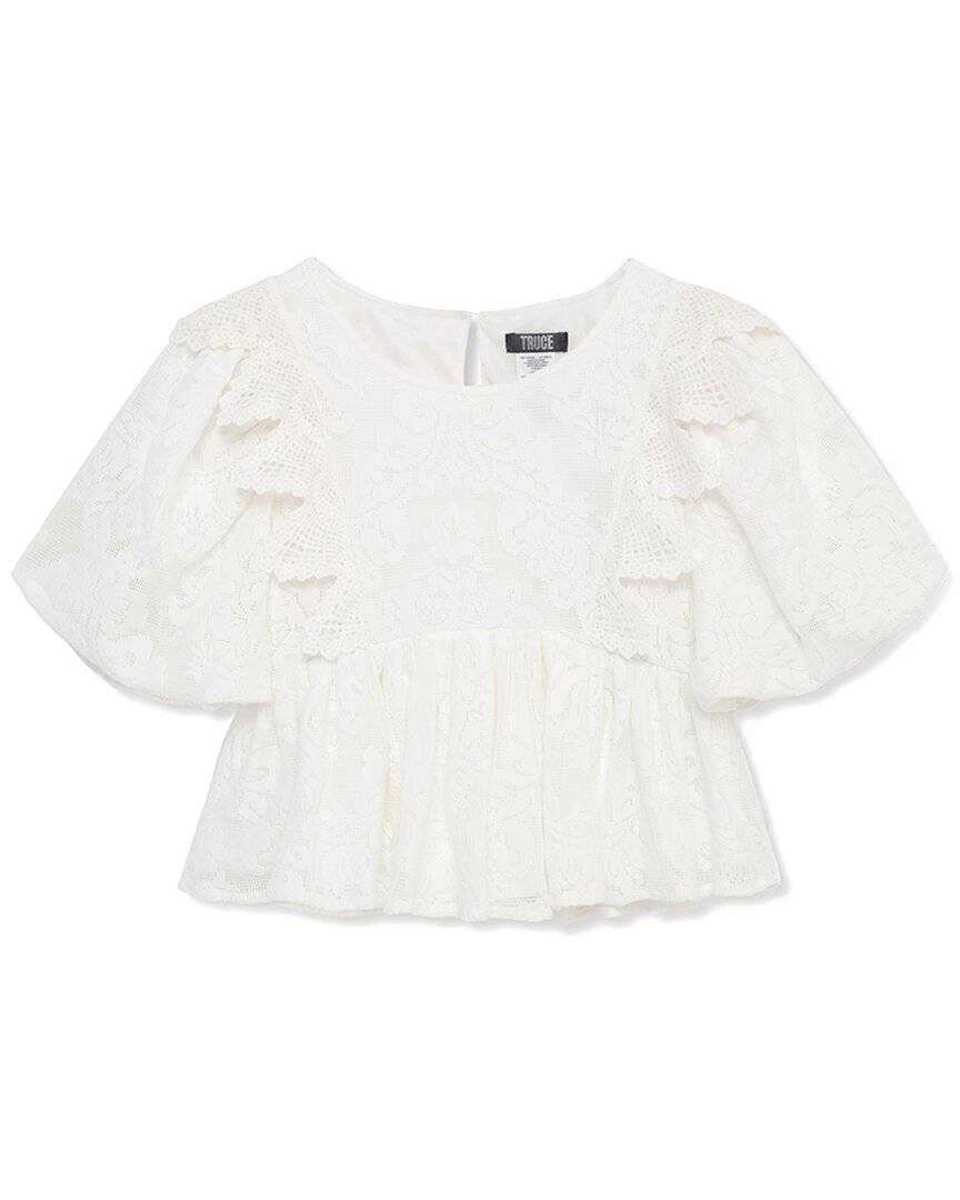 Truce Allover Embroidered Mesh Top
