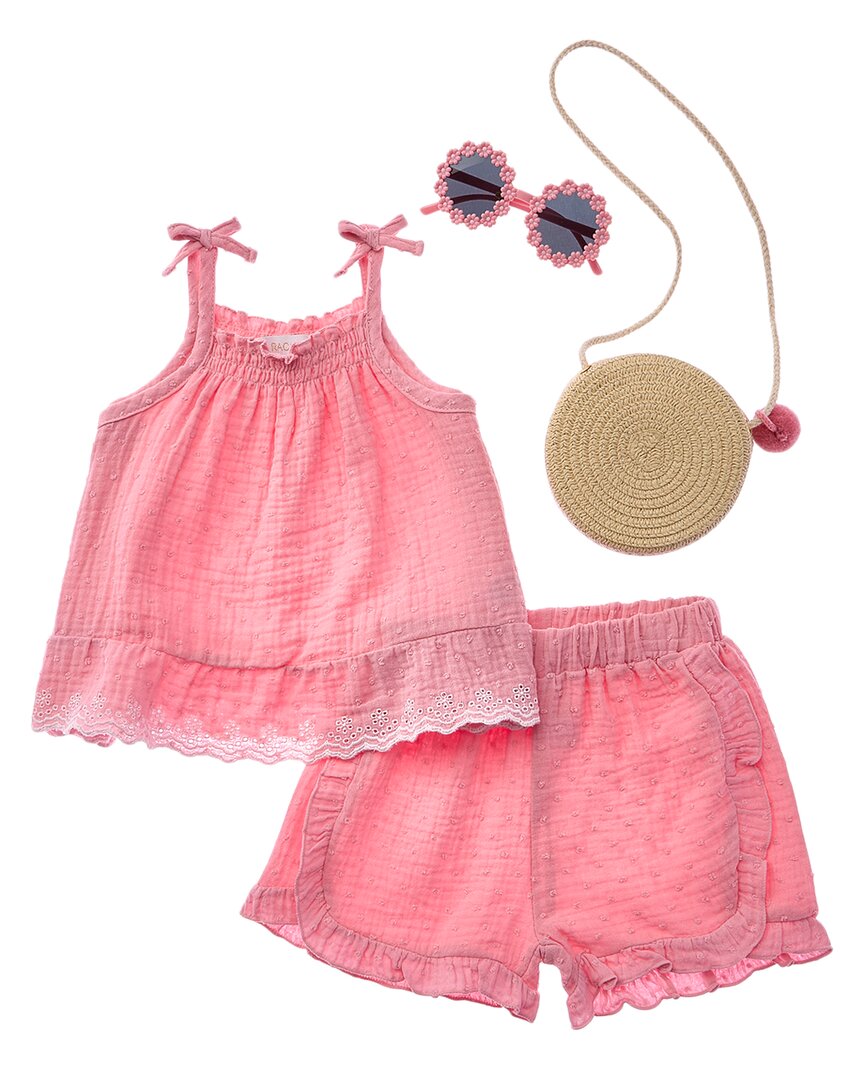 Rachel Zoe 4Pc Dobby Gauze Short Set With Bag & Sunglasses